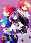  :3 akemi_homura blue_eyes blue_hair bow choker food gloves hair_bow hairband highres jewelry kaname_madoka kyubey mahou_shoujo_madoka_magica mami_mogu_mogu miki_sayaka mouth_hold multiple_girls pantyhose pendant pink_eyes pink_hair pocky ponytail puffy_sleeves purple_eyes purple_hair red_eyes red_hair sakura_kyouko short_hair short_twintails skirt sw thighhighs tomoe_mami twintails zettai_ryouiki 