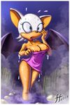  14-bis bat breasts exposed female fernando_faria nipple_slip nipples open_mouth pussy rouge_the_bat solo sonic_(series) surprised towel wet wings 