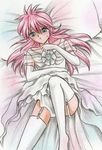  1boy bride crossdress crossdressing dress garter_straps garters kurama long_hair lowres male male_focus red_hair solo thighhighs trap yu_yu_hakusho yuu_yuu_hakusho 