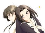  arima_nana back-to-back blush braid breasts brown_eyes brown_hair maria-sama_ga_miteru multiple_girls sasaki_akira_(ugc) school_uniform serafuku shimazu_yoshino small_breasts star twin_braids 