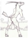  ecmajor female gemsbok grazing_antelope hooves horns outside panties solo topless underwear 