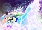  bad_id bad_pixiv_id full_moon green_eyes hat holding_hands konpaku_youmu moon multiple_girls natsukawa_sarasa petals pink_hair purple_eyes saigyouji_yuyuko short_hair silver_hair touhou wallpaper 