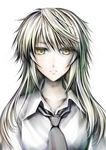  440 collarbone long_hair necktie original silver_hair solo yellow_eyes 