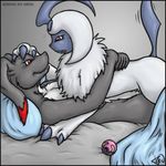  absol bunk female forceswerwolf hybrid kissing lagomorph male pok&eacute;mon rabbit red_eyes skunk skunkhase skunny 