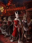  absinthe barefoot cabaret can-can canine claws corset dancing dress female fur lagomorph lapine legwear male mammal moulin_rouge night paris rabbit revue rukis stockings toe_claws whiskers white_fur windmill 