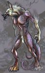  black_spiral_dancer canine demon drool goth jidane male nude saliva sheath solo tattoo tentacles werewolf wolf 
