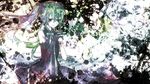  abstract bad_id bad_pixiv_id blood elbow_gloves gloves green_eyes green_hair hands_clasped hatsune_miku own_hands_together sazanami_shione solo twintails vocaloid wrist_cutting 