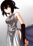  bad_id bad_pixiv_id bare_shoulders black_hair dress konohana_saku original red_eyes short_hair solo striped striped_dress 