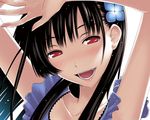  black_hair close-up fangs flower hattori_mitsuru hydrangea long_hair red_eyes sanka_rea sankarea solo 