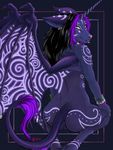  anus back bat blacklight body_markings butt equine female glance glow glowing glowing_eyes goth hooves horns hybrid markings nude piercing purple pussy solo spiral tail tattoo truegrave9 ukimori ultraviolet_(character) unicorn wide_hips wings 