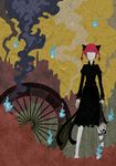  abstract absurdres animal_ears braid cat_ears cat_tail faceless highres kaenbyou_rin red_hair skull solo sukuna-bikona_(tokoyo_no_higashi) tail touhou twin_braids 