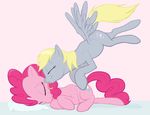  cutie_mark derpy_hooves_(mlp) equine eyes_closed female feral friendship_is_magic fur grey_fur hair hooves horse licking mammal my_little_pony pegasus pink_fur pink_hair pinkie_pie_(mlp) plain_background pony tongue tongue_out unknown_artist wings 