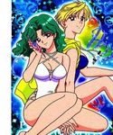  2girls beach bikini bishoujo_senshi_sailor_moon kaiou_michiru lowres multiple_girls sailor_neptune sailor_uranus swimsuit ten'ou_haruka tenou_haruka 