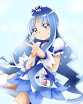  blue blue_choker blue_eyes blue_hair blue_skirt choker cure_marine heart heartcatch_precure! kagiana kurumi_erika long_hair magical_girl precure skirt smile solo wrist_cuffs 