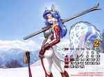  2007 4:3 bodysuit breasts butt calendar cat dr_comet february feline female form_fitting kacey_(character) side_boob skinsuit skis wallpaper wide_hips winter 