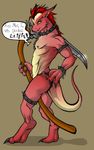  chains claws collar death_(personification) demon goth male nude piercing red red-rouge-boy scalie scythe solo 