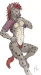  breasts ear_piercing female hufnaar hyena panties piercing shirt shirt_lift solo underwear 