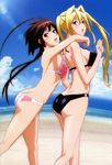  absurdres ass beach bikini blonde_hair breast_press highres looking_at_viewer musubi sekirei swimsuit tsukiumi 