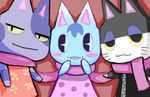  blush bob bob_(animal_crossing) cat doma doubutsu_no_mori feline female flower looking_at_viewer male mammal nikoban_(doubutsu_no_mori) nintendo punchy punchy_(animal_crossing) purple_hair rosie rosie_(animal_crossing) scarf smile video_games ymy 