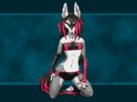  1024x768 2006 4:3 canine elbow_gloves female forearm_straps kristin_mcginnis lav looking_at_viewer nose_piercing opticalxarsenal panties pink pose solo standard_monitor underwear wallpaper wolf 