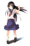  black_hair green_eyes highres long_hair nekomushi sakugawa_school_uniform saten_ruiko school_uniform serafuku skirt solo to_aru_kagaku_no_railgun to_aru_majutsu_no_index 