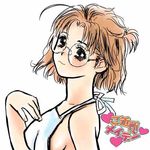  :3 apron breasts glasses lowres naked_apron rozen_maiden sakurada_nori sideboob simple_background toshi_hiroshi 