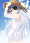  dress eyepatch gokou_ruri_(cosplay) gray_hair grey_hair hat infinite_stratos laura_bodewig see-through silver_hair sundress 