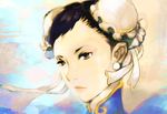  bun_cover chinese_clothes chun-li double_bun earrings evil-ss face jewelry lips solo street_fighter 