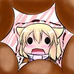  animal_ears blonde_hair cat_ears chibi hoshizuki_(seigetsu) kemonomimi_mode mister_donut mizuhashi_parsee puru-see scarf short_hair solo touhou trembling 