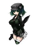  alternate_costume blue_hair breasts green_eyes hat highres kawashiro_nitori kotatu_(akaki01aoki00) medium_breasts solo thighhighs touhou two_side_up 