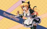  animal_ears bekkankou catgirl cleavage dress fortune_arterial maid sendo_erika stockings tail thighhighs 