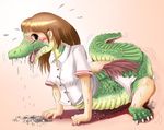  clothing crocodile edmol female pants reptile scalie solo tail teeth transformation 