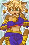  bells cat danae feline female legend_of_mana looking_at_viewer polearm ryou solo staff weapon wings 