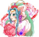  agarte_lindblum animal_ears bad_id bad_pixiv_id blue_hair blush bow cat_ears crown earrings flower food fruit gotou_(pixiv37128) grapes green_eyes hair_ribbon huge_bow jewelry lipstick makeup pink_flower pink_rose princess puffy_sleeves ribbon rose serious short_hair sidelocks solo tales_of_(series) tales_of_rebirth tiara veil 