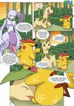  bayleaf bayleef bbmbbf comic cum english_text forest gay hat legendary_pok&#233;mon male mewtoo mewtwo nintendo oral palcomix penis pikachu pok&#233;mon pok&eacute;mon sex sick_of_tagmes size_difference text tree video_games wood woods 