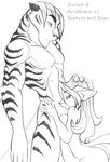  canine couple devilkitten feline female hug intimate jessiah male nude tiger yami 
