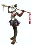  enaibi female japanese_clothing navel panda pandawa plantigrade polearm skimpy solo spear standing wakfu 