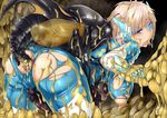  anal anal_object_insertion anus ass bad_id bad_pixiv_id blonde_hair blue_eyes bodysuit bonsuke breasts bug insect large_breasts object_insertion rape skin_tight slime solo torn_clothes 