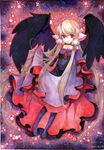  black_wings blonde_hair chobits dated dress freya_(chobits) long_hair mosho pantyhose red_eyes signature solo traditional_media very_long_hair wings 