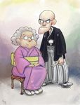  courage_the_cowardly_dog eustace_bagge glasses japanese_clothes jyaddena kimono muriel_bagge old_man old_woman pixiv_thumbnail resized 
