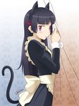  alternate_costume animal_ears ann_yosh black_hair blush cat_ears curtains enmaided face gokou_ruri highres long_hair maid mole mole_under_eye ore_no_imouto_ga_konna_ni_kawaii_wake_ga_nai red_eyes solo tail 