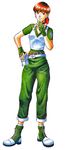  90s bag bandana bandanna boots capcom earrings female fingerless_gloves full_body gloves headband jewelry official official_art rebecca_chambers resident_evil satchel simple_background solo white_background 