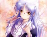  adjusting_eyewear angel_beats! clipboard cropped glasses goto_p highres long_hair pointer silver_hair solo teacher tenshi_(angel_beats!) yellow_eyes 