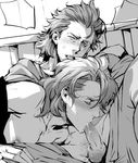  2boys bed blush brothers cum cum_in_mouth incest male male_focus monochrome multiple_boys oral oral_sex penis sex short_hair siblings sitting twincest twins yamada_3 yaoi 