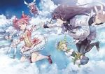  akemi_homura black_hair blonde_hair blue_eyes blue_hair blue_sky cloud day drill_hair flying kaname_madoka kyubey magical_girl mahou_shoujo_madoka_magica md5_mismatch miki_sayaka multiple_girls ocean pantyhose pink_hair red_eyes red_hair sakura_kyouko sky tomoe_mami twin_drills twintails yellow_eyes yuugen 