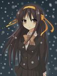  alternate_costume alternate_hairstyle bad_id bad_pixiv_id brown_eyes brown_hair hair_ribbon hairband kouyouen_academy_uniform long_hair orange_hairband ribbon school_uniform solo suzumiya_haruhi suzumiya_haruhi_no_shoushitsu suzumiya_haruhi_no_yuuutsu usame 