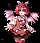  alphes_(style) animal_ears dress fingernails hat heart jewelry long_fingernails mystia_lorelei open_mouth outstretched_arm outstretched_hand parody pink_hair purple_eyes short_hair single_earring smile solo style_parody thighhighs touhou wings yetworldview_kaze 