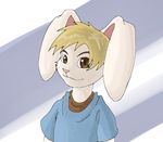  background_pattern blonde_hair brown_eyes furcadia hair julio kuraggo lagomorph male rabbit solo 