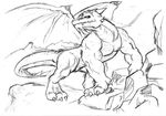  all_fours claws dragon fangs horns male muscles nude reptile scalie sketch solo tail timberwolfmax wings 