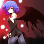  ascot bad_id bad_pixiv_id bare_shoulders bat_wings black_gloves blue_hair bridal_gauntlets brooch elbow_gloves gloves gradient_hair jewelry multicolored_hair no_hat no_headwear pantyhose red_eyes remilia_scarlet ring short_hair slit_pupils solo sumapan touhou wings 